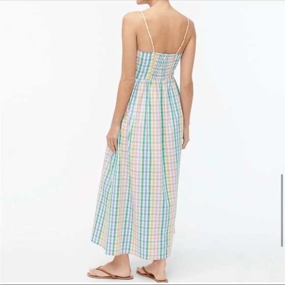 J CREW V-neck gingham plaid colorful dress - Picture 3 of 10